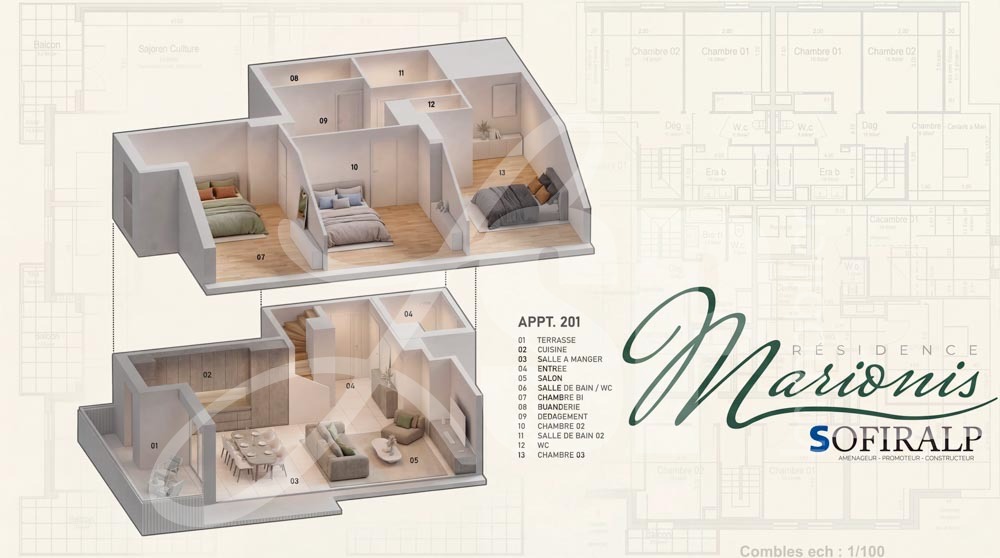 Appartement à vendre<br>4 pi&egrave;ces